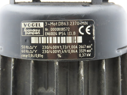 Vogel PRT17K-170A907+MIN Plastic Coolant Pump .37kw 230/460V 3PH 3/4" DB63.2370