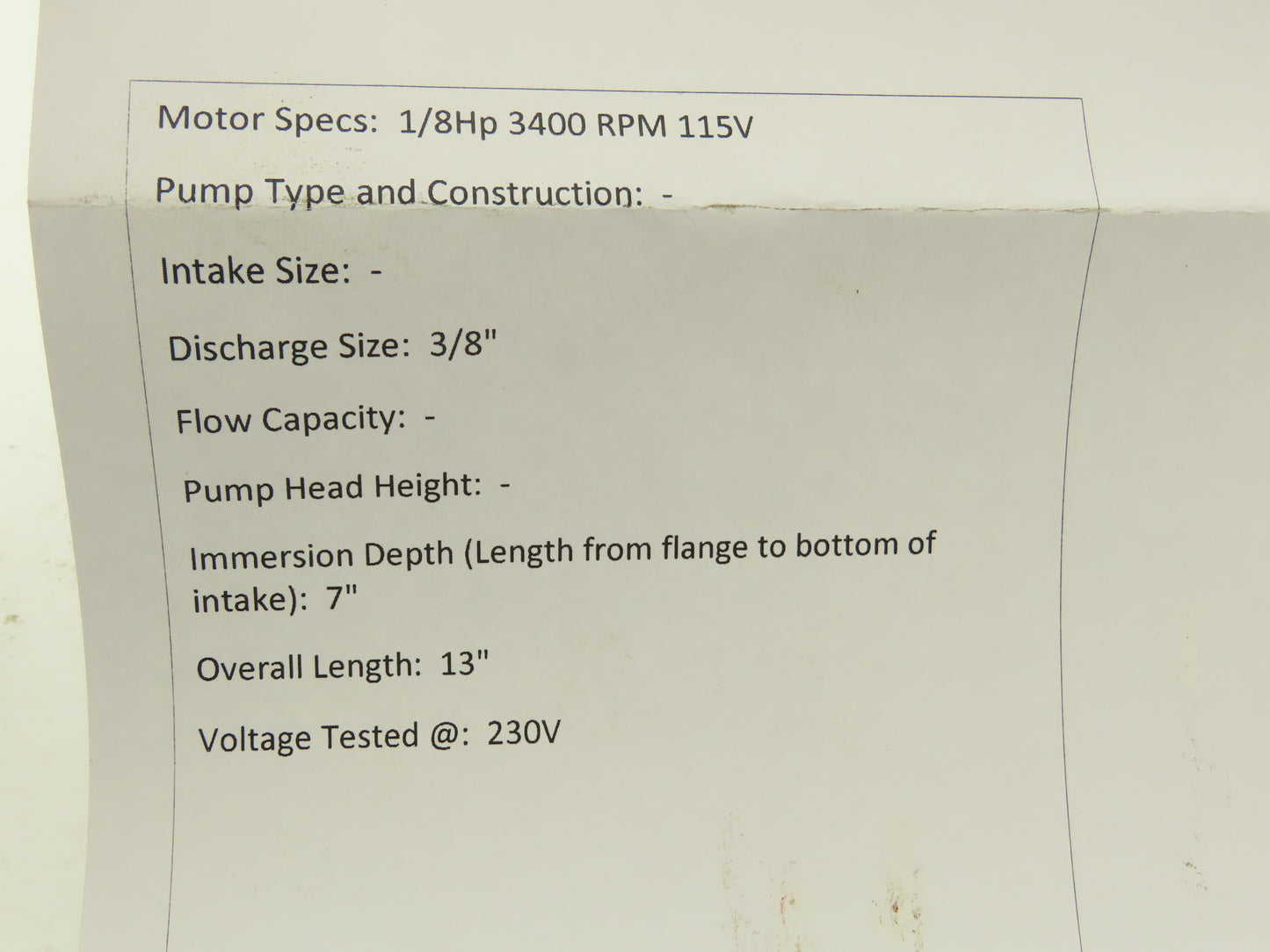 Large Harbor DV0818 Vertical Coolant Oil Pump 1/8Hp 115V 1PH 3/8" Outlet