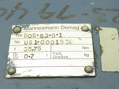 Mannesmann Demag D05-B3-0-1 Crane Drive Gearbox 35.75 Inline Reducer 30mm Shaft