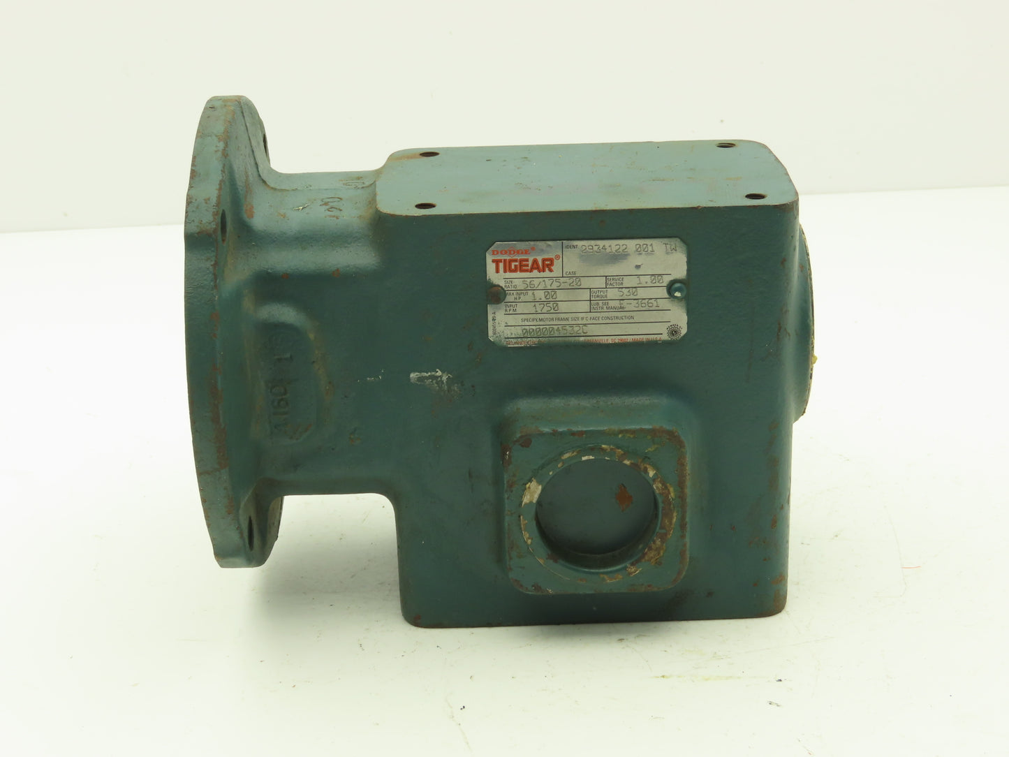 Dodge Tigear 56/175/20 Worm Gearbox 20:1 Reducer 1Hp 88rpm 56C LH Output