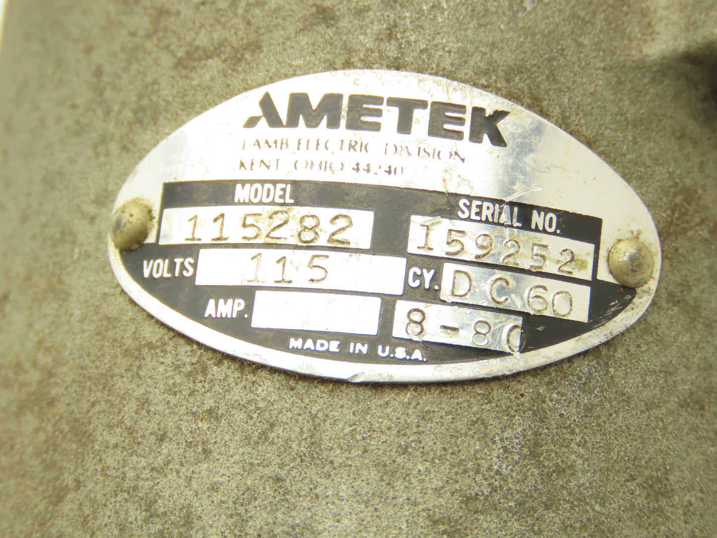 Ametek 115282 Gearcase Motor 115V DC