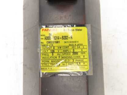 Fanuc AC Servo Motor 126V 2000 RPM Encoder A860-0304-T112