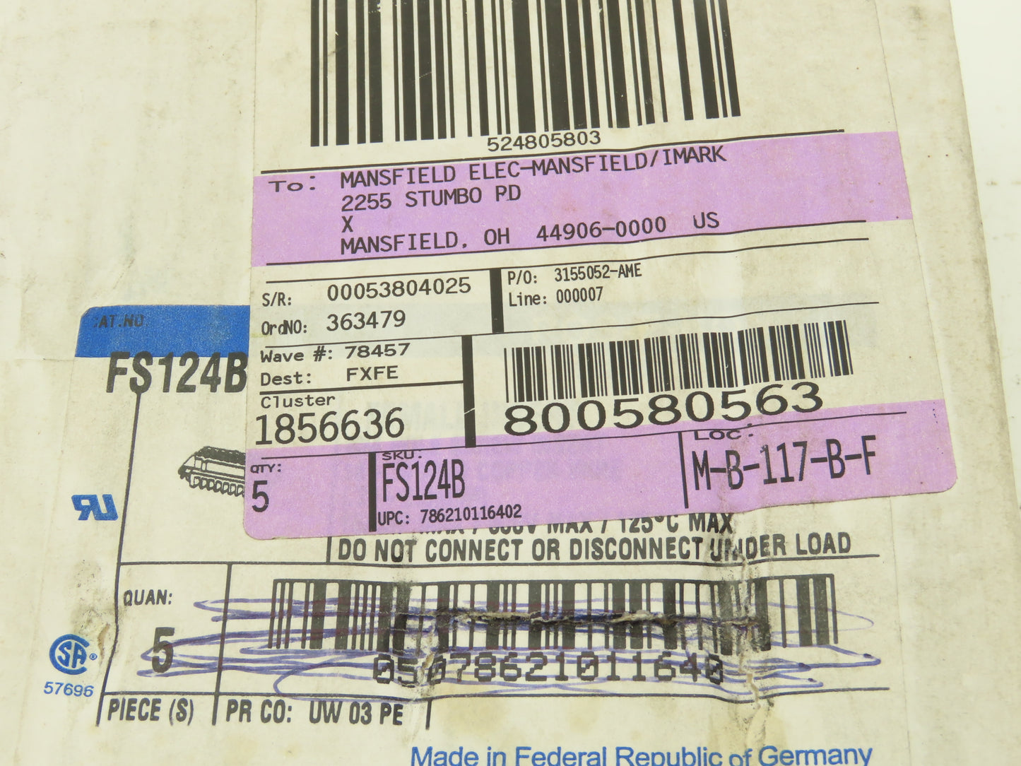 Thomas&Betts FS 124B 12-Pin Female Insert 16A 600V Lot of 5