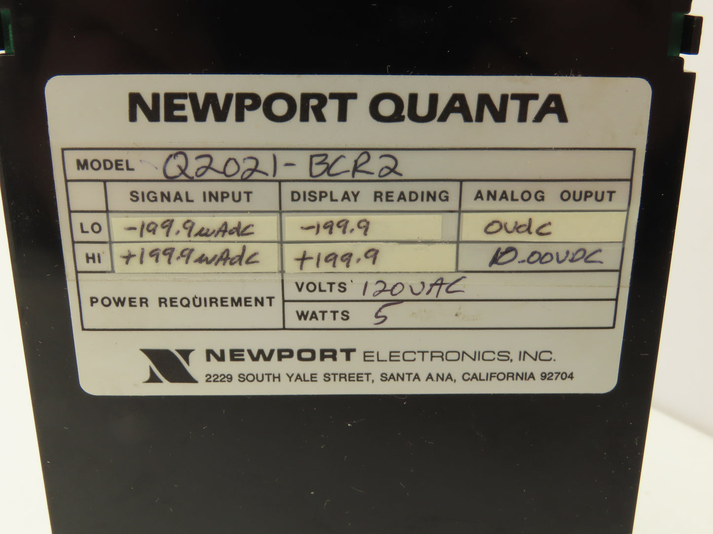 Newport Quanta Q2021-BCR2 Digital Voltmeter 4 Digit LED Display Module 120VAC