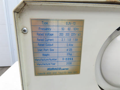 Kuraco EUN-10 Oil Mist Collector Unit 220V 3Ph 4.75" Inlet 0.4kw