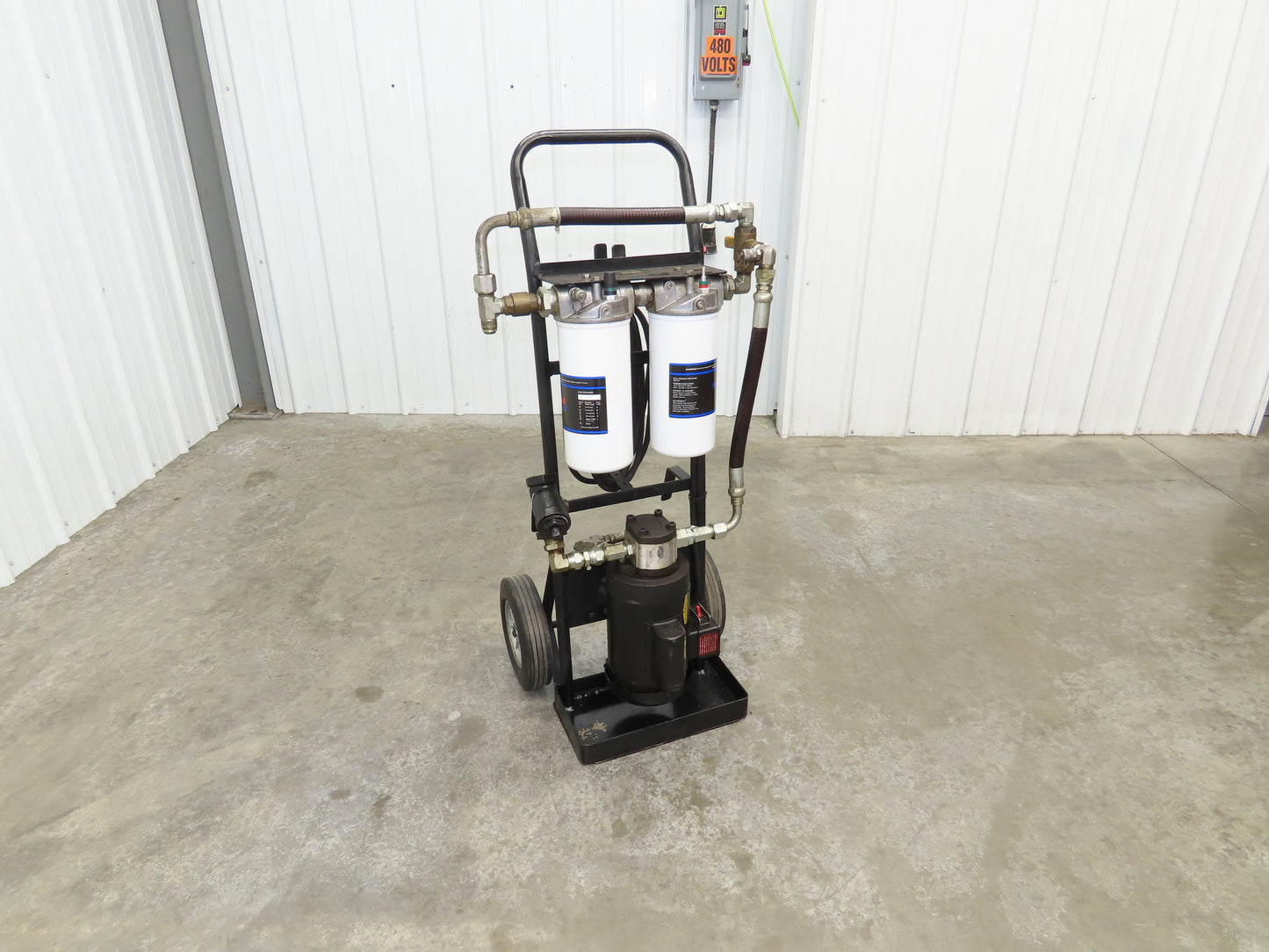 Des Case Portable Oil Filter Cart 5GPM 120V 3/4 Hp Dual Filters Drum Pump