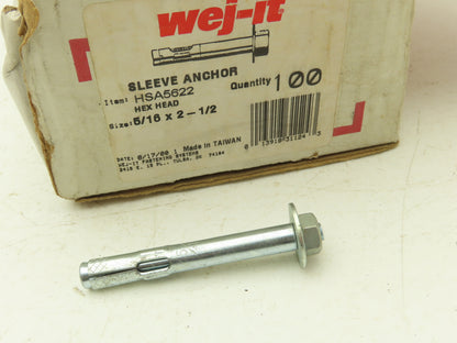 Wej-It HSA5622 Hex Head Sleeve Anchor Lot of 100