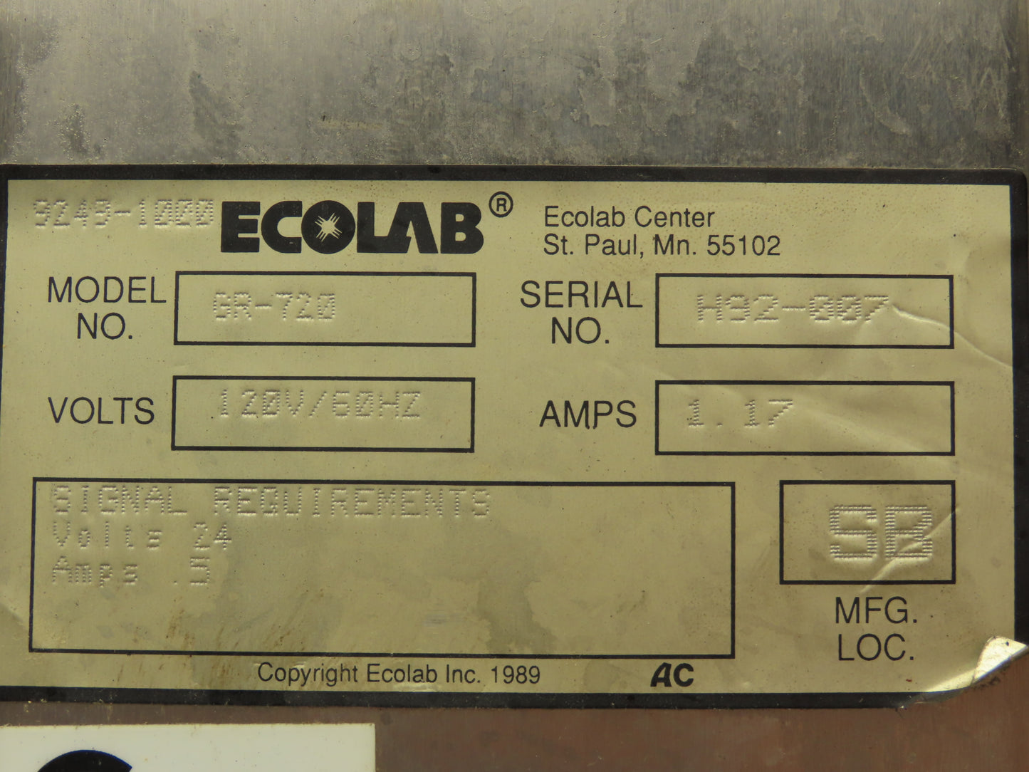Ecolab GR-720 CentraMatic Detergent Chemical Soap Dispensing Pump 120VAC