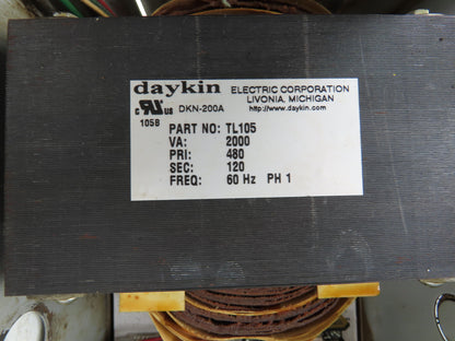 Daykin LTFS-01 U Stepdown Power Transformer Disc 2000VA HV 480V LV 120V 1PH