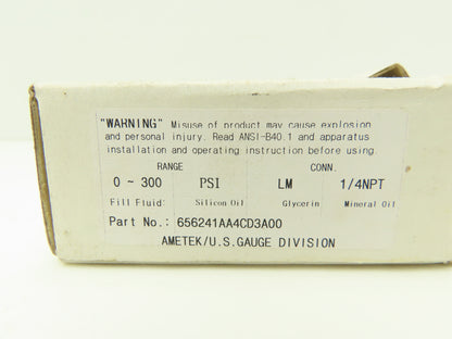 Ametek Air Pressure Gauge 0-300 PSI 2-1/2" Face W Chrome Bezel 1/4" NPT