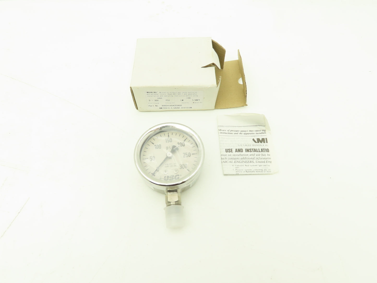 Ametek Air Pressure Gauge 0-300 PSI 2-1/2" Face W Chrome Bezel 1/4" NPT