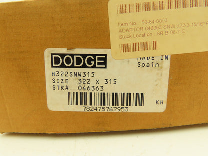 Dodge H322-SNW-315 Bearing Adapter Size 322x315