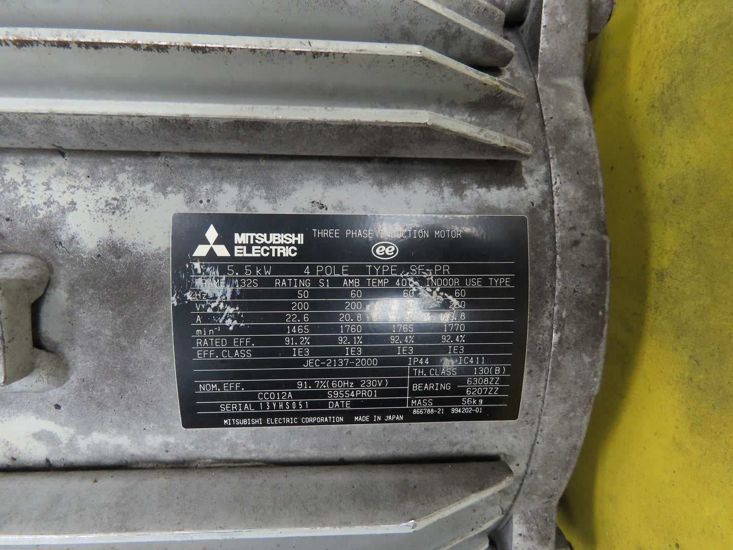 Asahi Backward Inclined Centrifugal Blower 20" Impeller 3Ph 5.5kw 230V 5297CFM