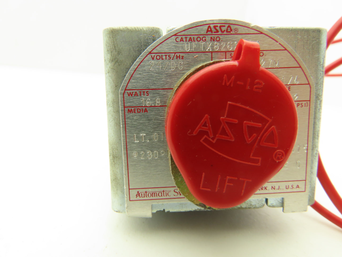 Asco UFTX8262134 Solenoid Operated Shut Off Valve NO 1/4" NPT24VDC 0-300PSI Air