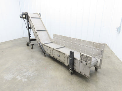 Dynacon 12"x 9' Portable Cleated Belt Incline Conveyor 115V Variable Speed