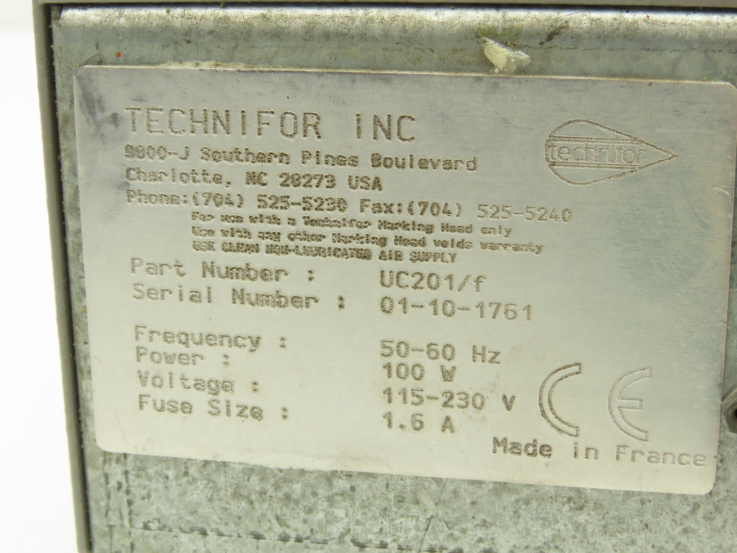 Technifor UC201/f Marking Head Controller Module 115-230VAC 50-60Hz