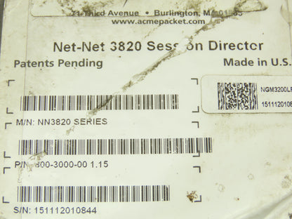Acme Packet Net-Net 3820 Session Director  Ethernet 800-3000-00 1.15