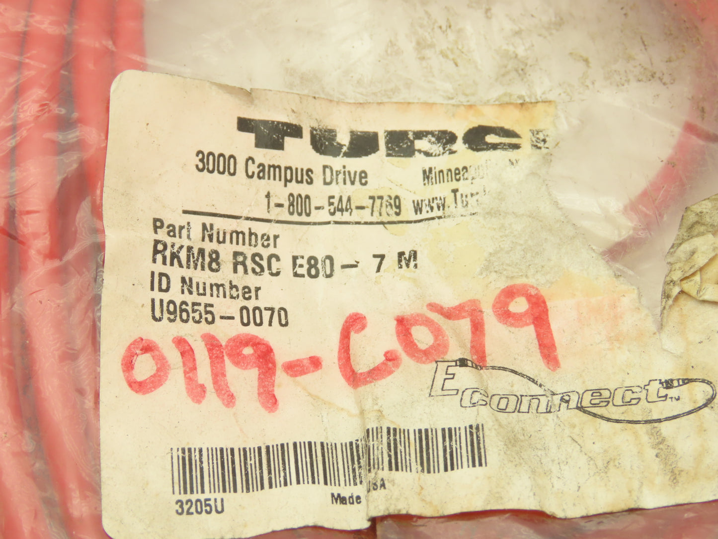 TURCK RKM8 RSC E80-7 M Cordset Double Ended 8 Pin Male 1" M12 Female Connector