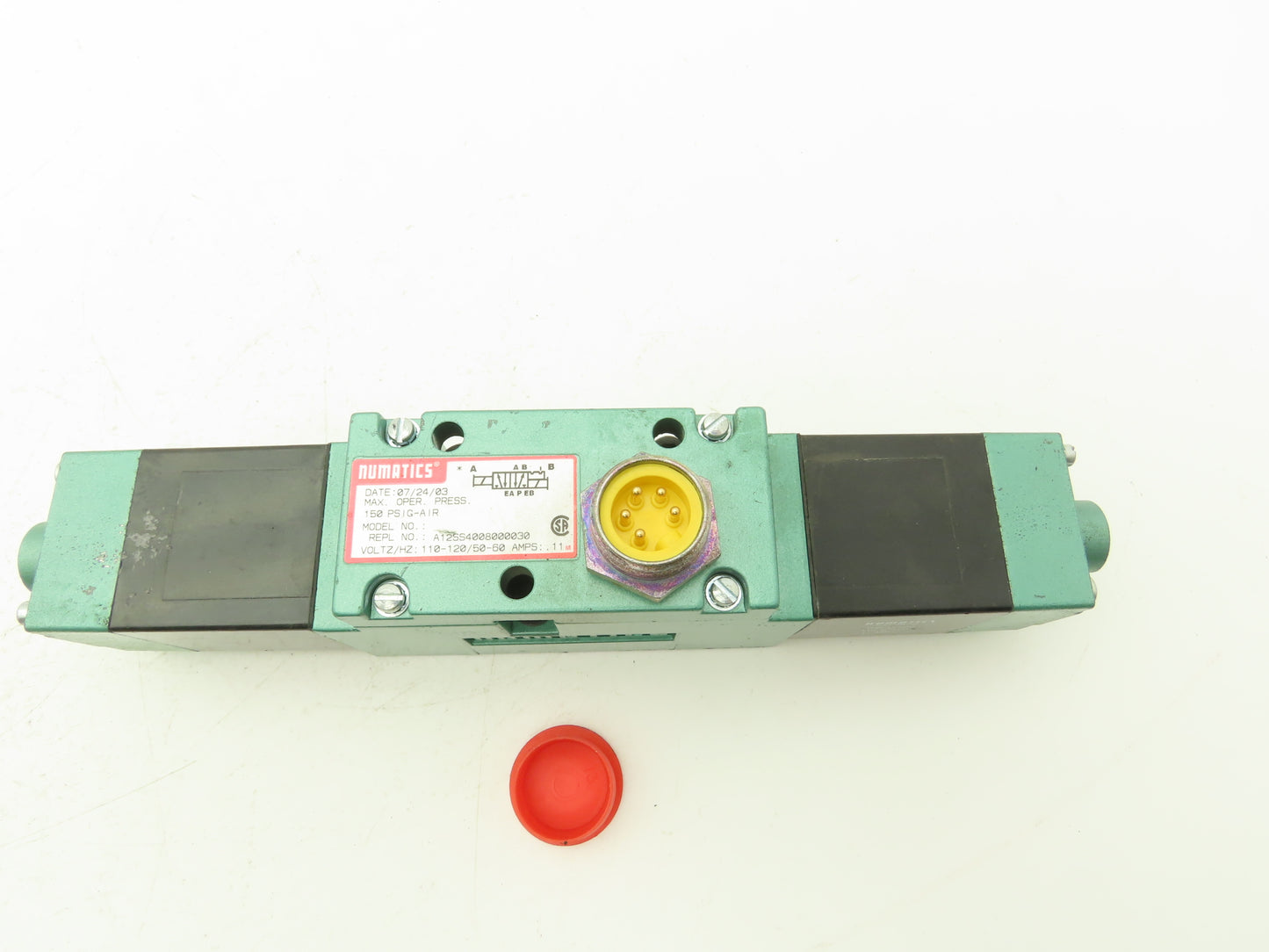 Numatics A12SS4008000030 Pneumatic Double Solenoid Valve 120V 150 PSI 5/2 MK15