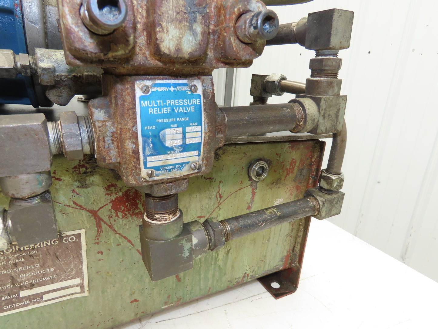 Vickers V101P4P1A20 Hydraulic Power Unit 12 Gal 4gpm 2500psi 3Hp 230/460V 3PH