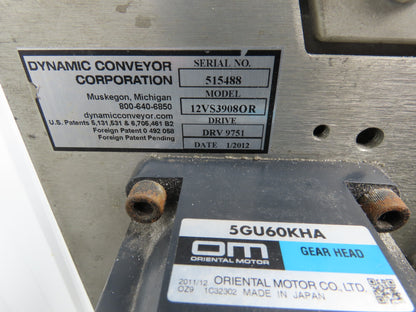 Dynacon 12"x 11' 6" Portable Cleated Belt Incline Conveyor 115V Variable Speed