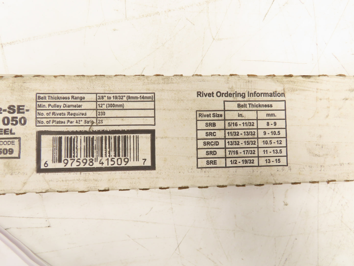 Flexco 41509 Mechanical Fastener Strips for Conveyor 3/8"-19/32" Thickness Belts