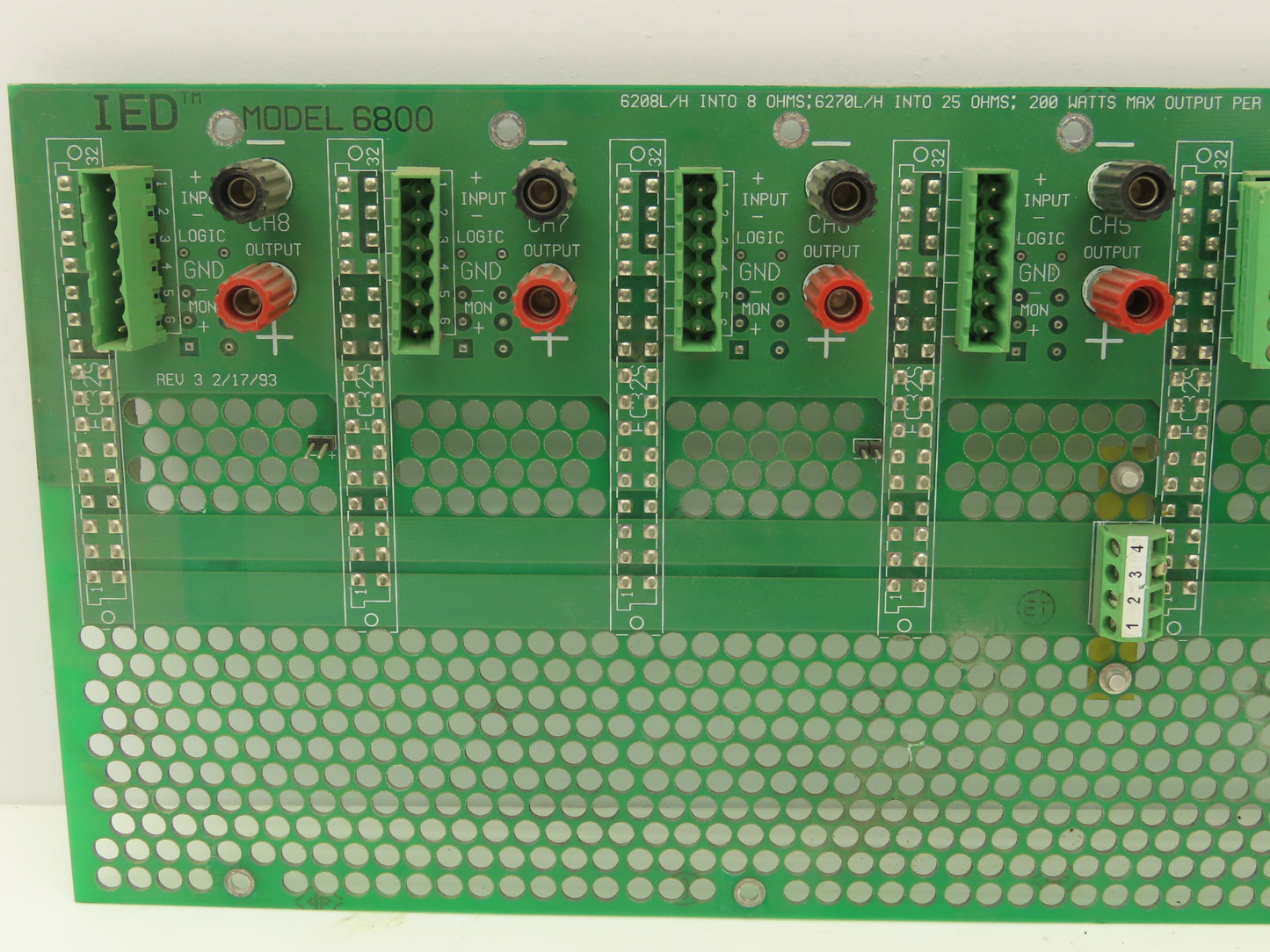 IED IED6800-8 Printed Circuit Board Slot Rack Backplane Rev 2.02