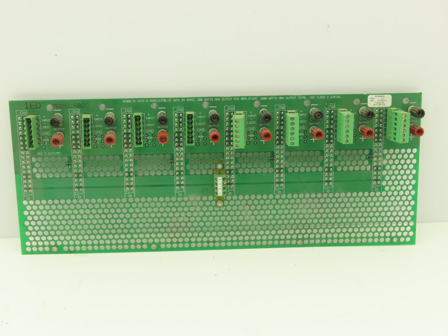 IED IED6800-8 Printed Circuit Board Slot Rack Backplane Rev 2.02