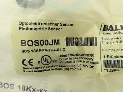 Balluff BOS 18KF-PA-1HA-S4-C Photoelectric Diffuse Sensor 10-30VDC 18mm x 96mm