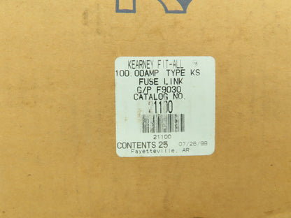 Kearney 21100 G/P F9030 Fit-All Fuse Link 100A Type KS Lot of 25