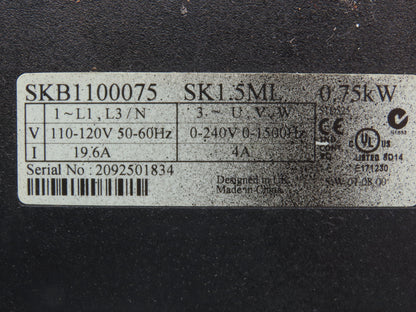 Emerson Automation SKB1100075 Servo Drive 1.0HP 120V 1Ph In 240V 3Ph Out *Read