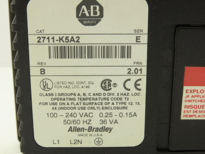 Allen Bradley 2711-K5A2 PanelView 550 HMI Control Panel Ser E Rev B *Read