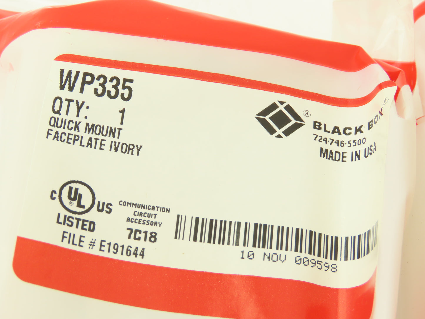 Black Box WP335 Quick Mount Switch Faceplate Circuit Cover Ivory  Lot of 10