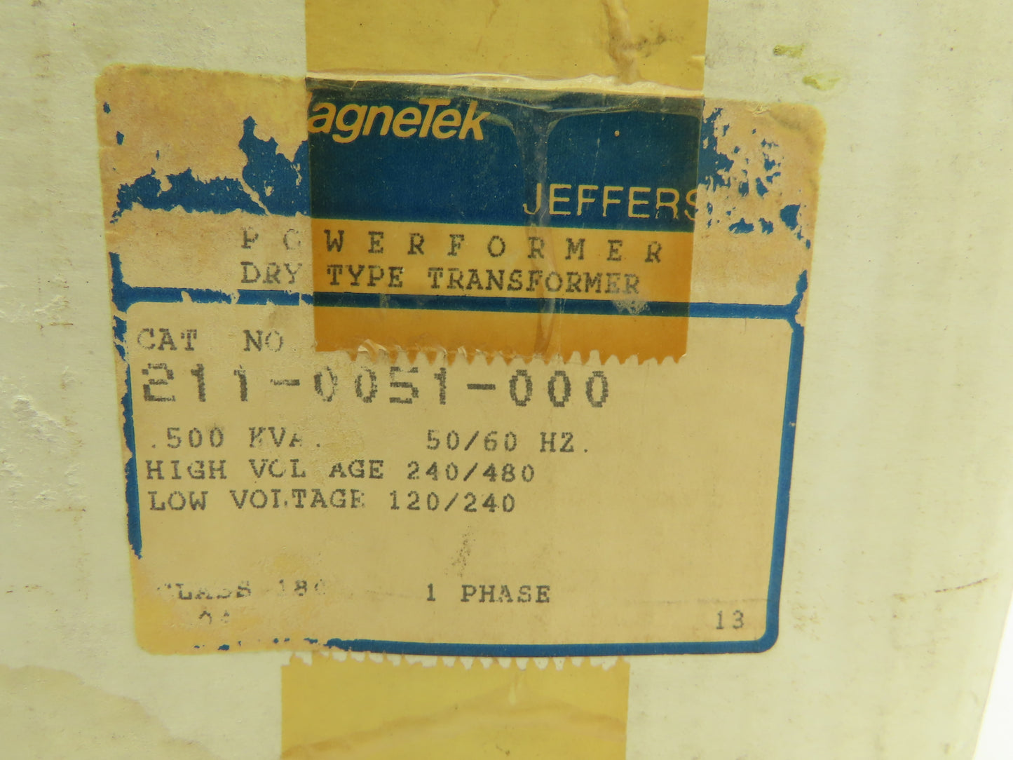 MagneTek 211-0051-000 Jefferson Powerformer 240/480V High 120/240V Low 1Ph
