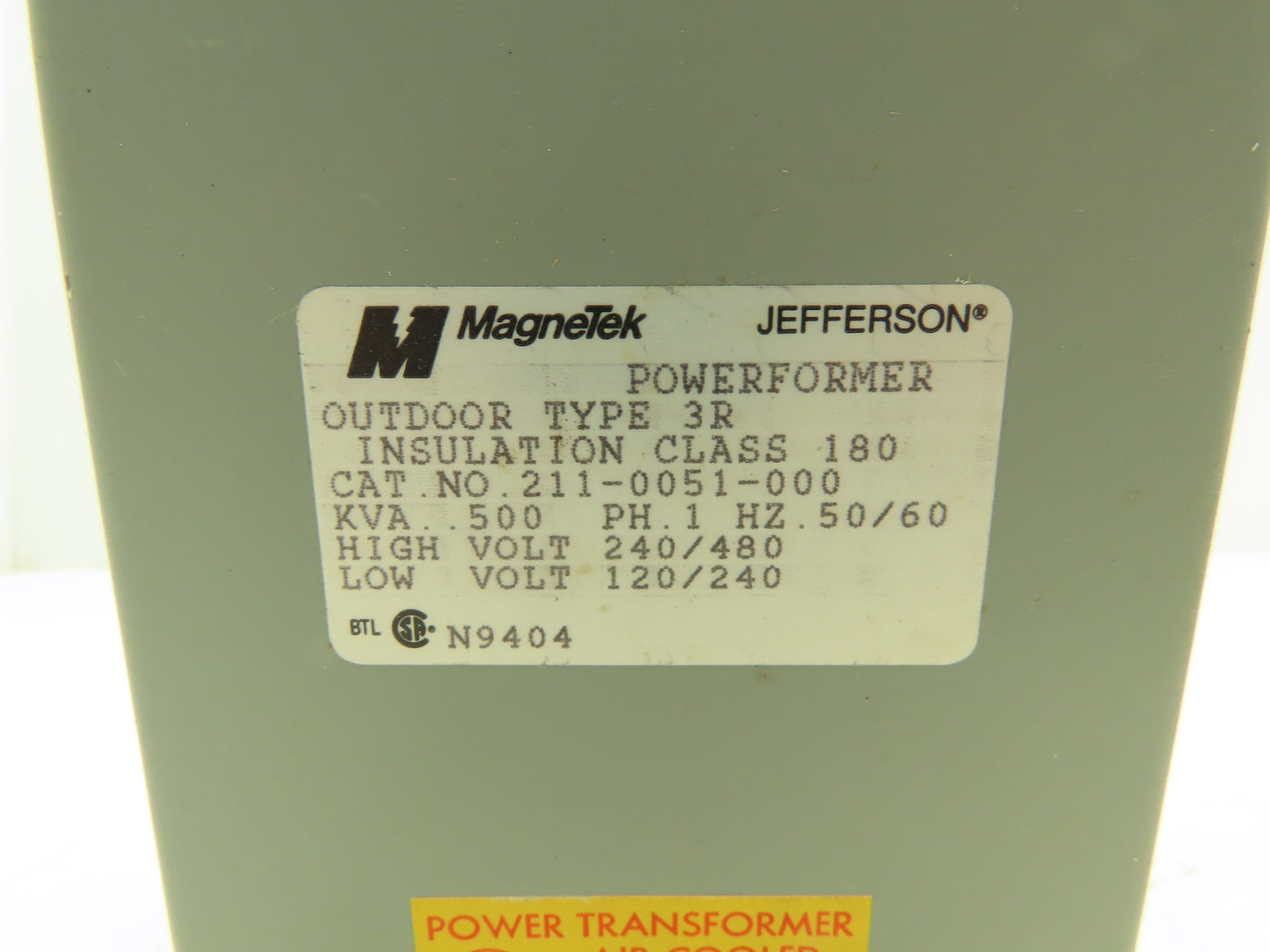 MagneTek 211-0051-000 Jefferson Powerformer 240/480V High 120/240V Low 1Ph