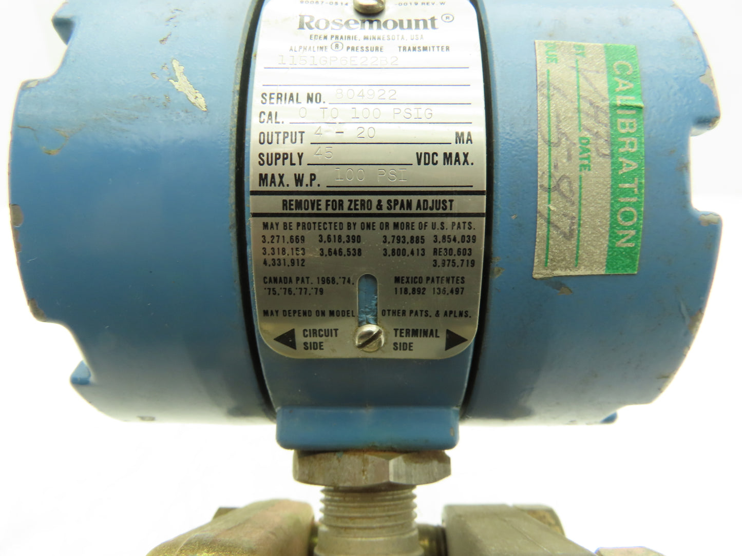 Rosemount 1151GP6E22B2 Differential Pressure Transmitter Max 45DCV WP 0-100 PSI