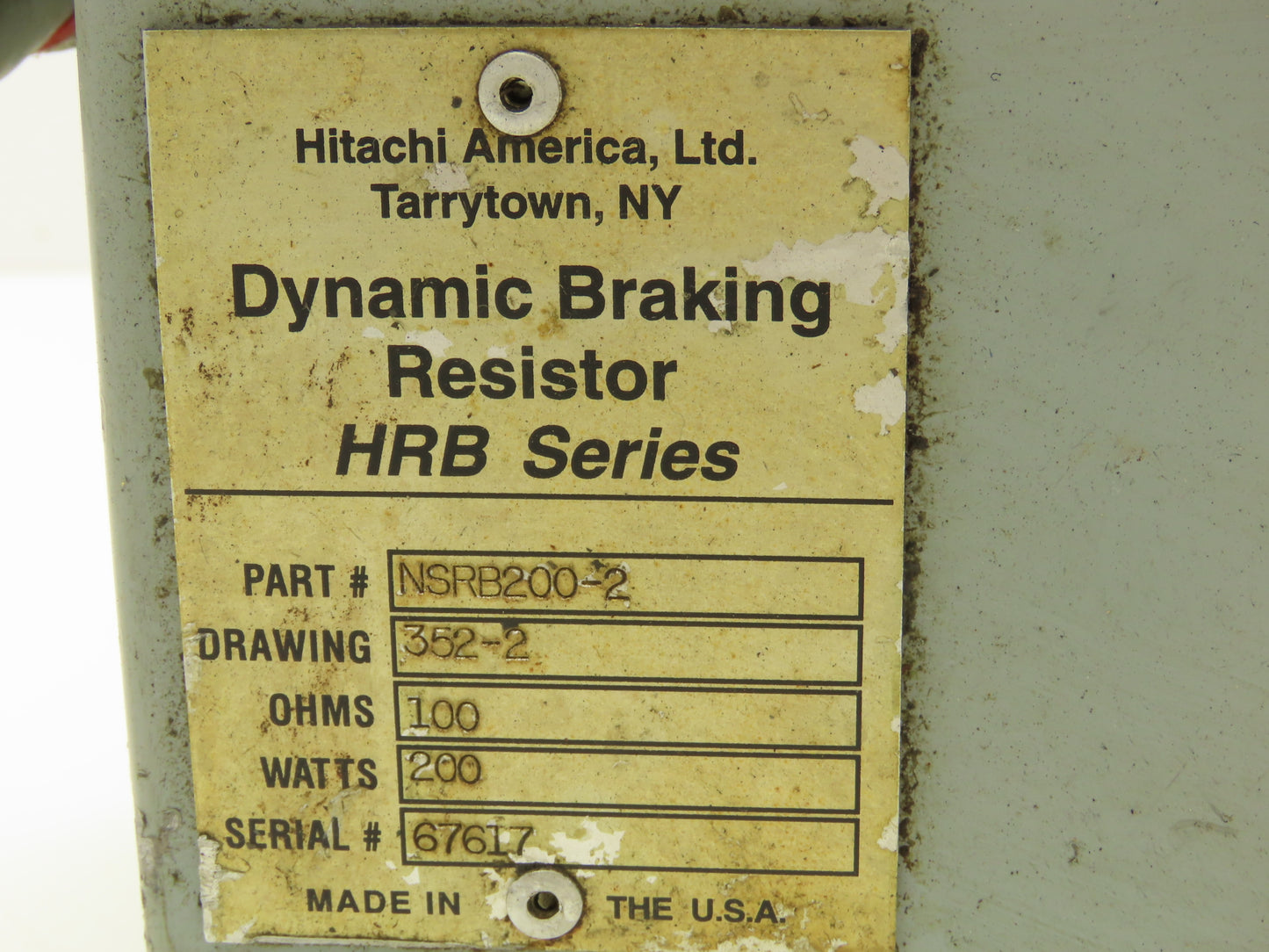Hitachi NSRB200-2 Power Braking Resistor 200W 100O Ohm VFD Drive Brake