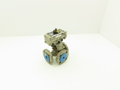 NDV Nippon EPN1304NB-L2 DN20 3/4" Flanged 3-Way Ball Valve & Pneumatic Actuator
