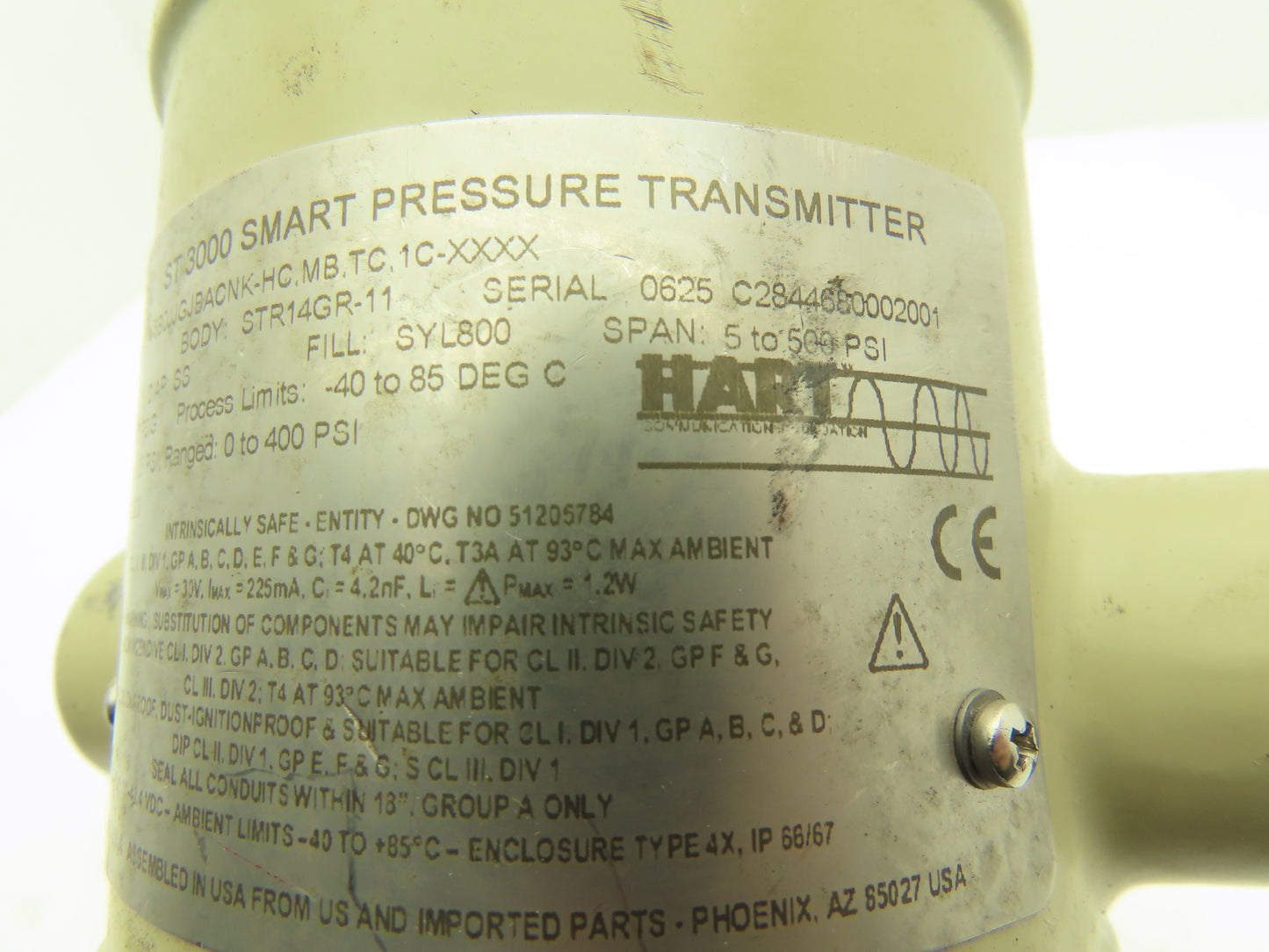 Honeywell ST3000 Pressure Transmitter 15-500PSIG W Regulating Valve 8' Capillary