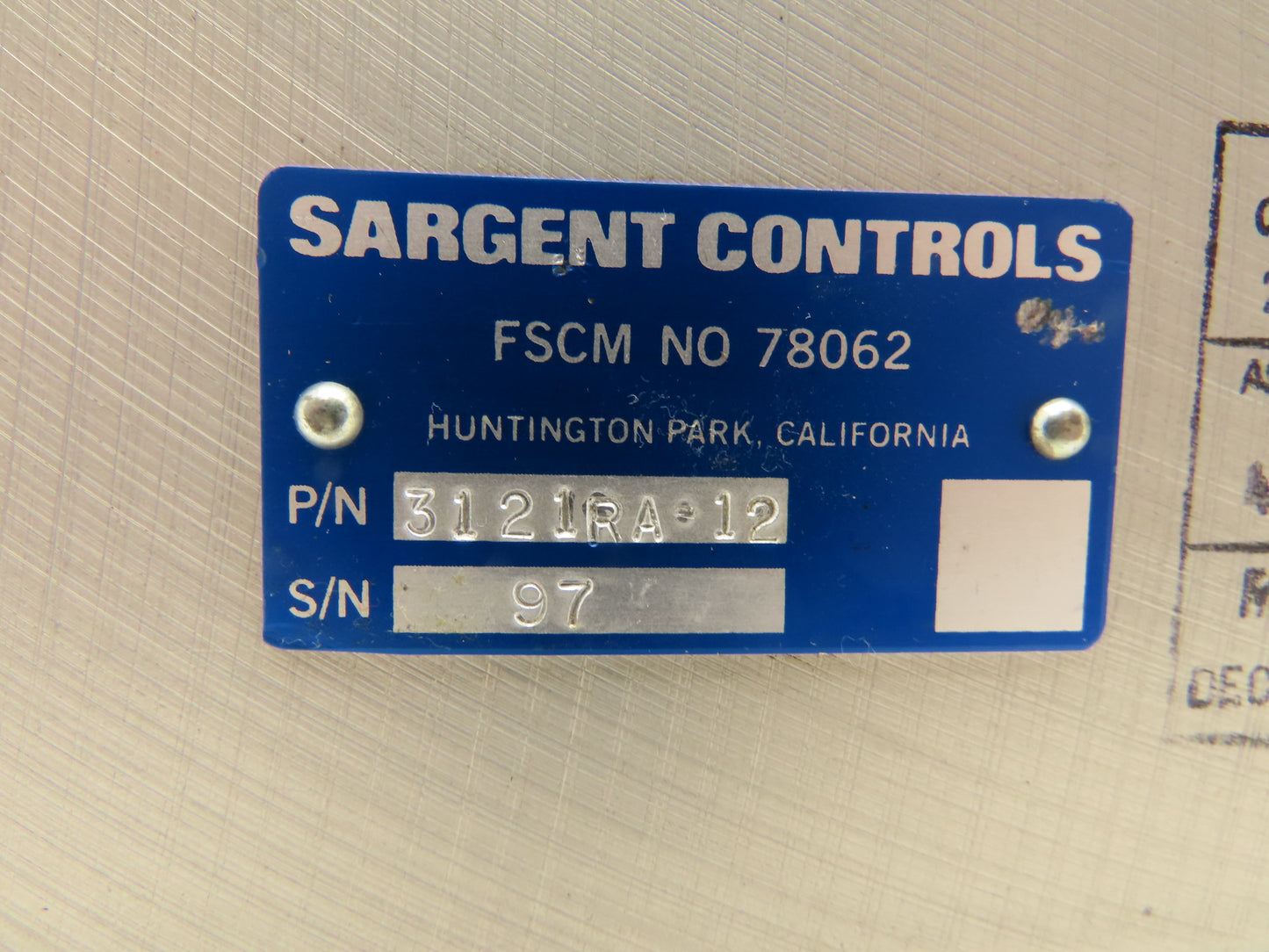 Sargent 3121RA-11 3121RA-10 3121RA-12 Solenoid Operated Valve with Manual 100VAC