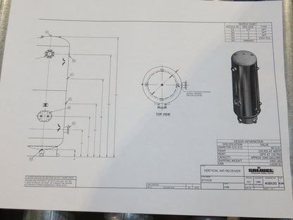 Steel Fab Vertical Compressed Air Receiver Tank 1060 Gallon 150 PSI 46"x 156"