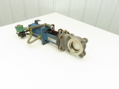 DeZurik KBD 3" 304 Stainless Knife Gate Valve w/Air Cylinder Actuator *Read*