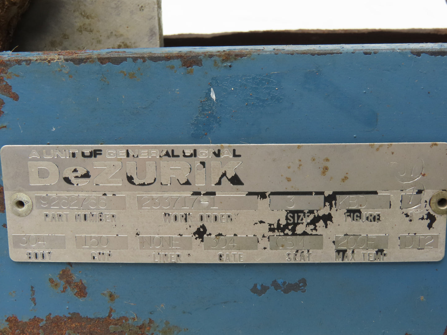 DeZurik KBD 3" 304 Stainless Knife Gate Valve w/Air Cylinder Actuator *Read*