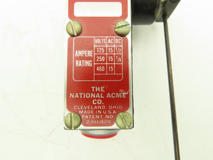 National Acme Co D900-1A Limit Switch Super Sensitive 125/250/460VAC