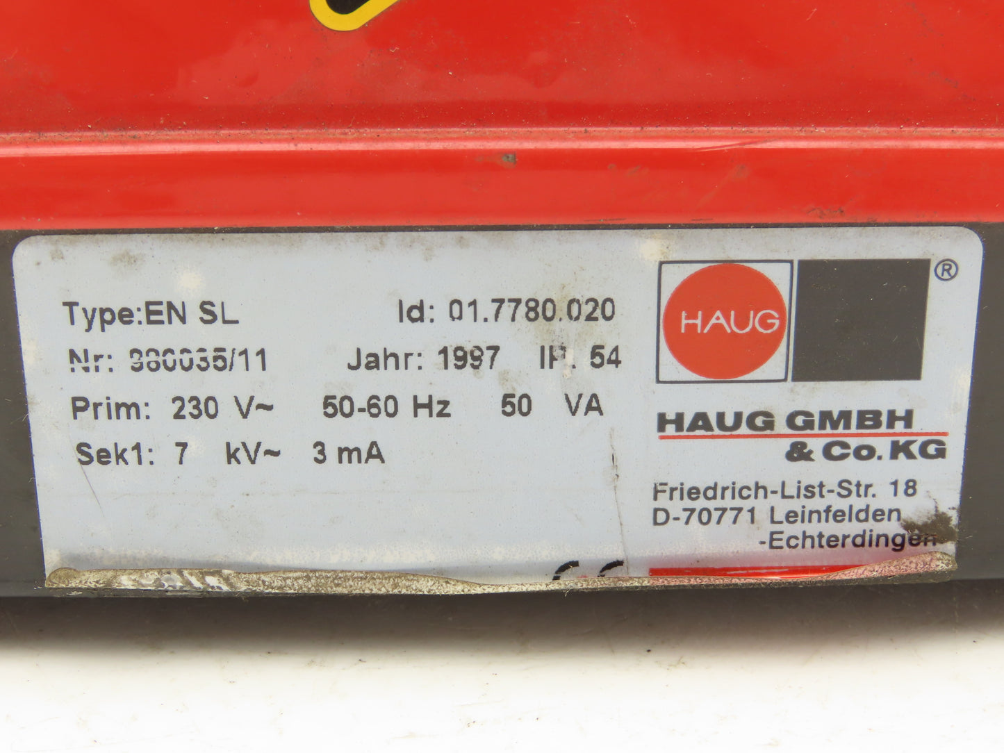 Haug 01.7780.020 EN SL Static Line Power Pack 230V 50VA 7Kv Power Supply