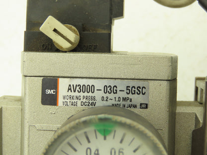 SMC AV3000-03G-5GSC Pneumatic Soft Start Valve 0.2-1.0Mpa 3/8"NPT 24VDC