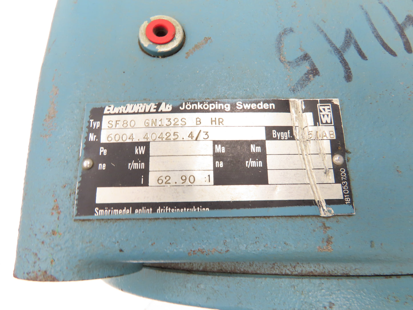 Sew Eurodrive SF80 GN132S B HR Helical Worm Gearbox 62.9 Ratio 29rpm Dual Shaft