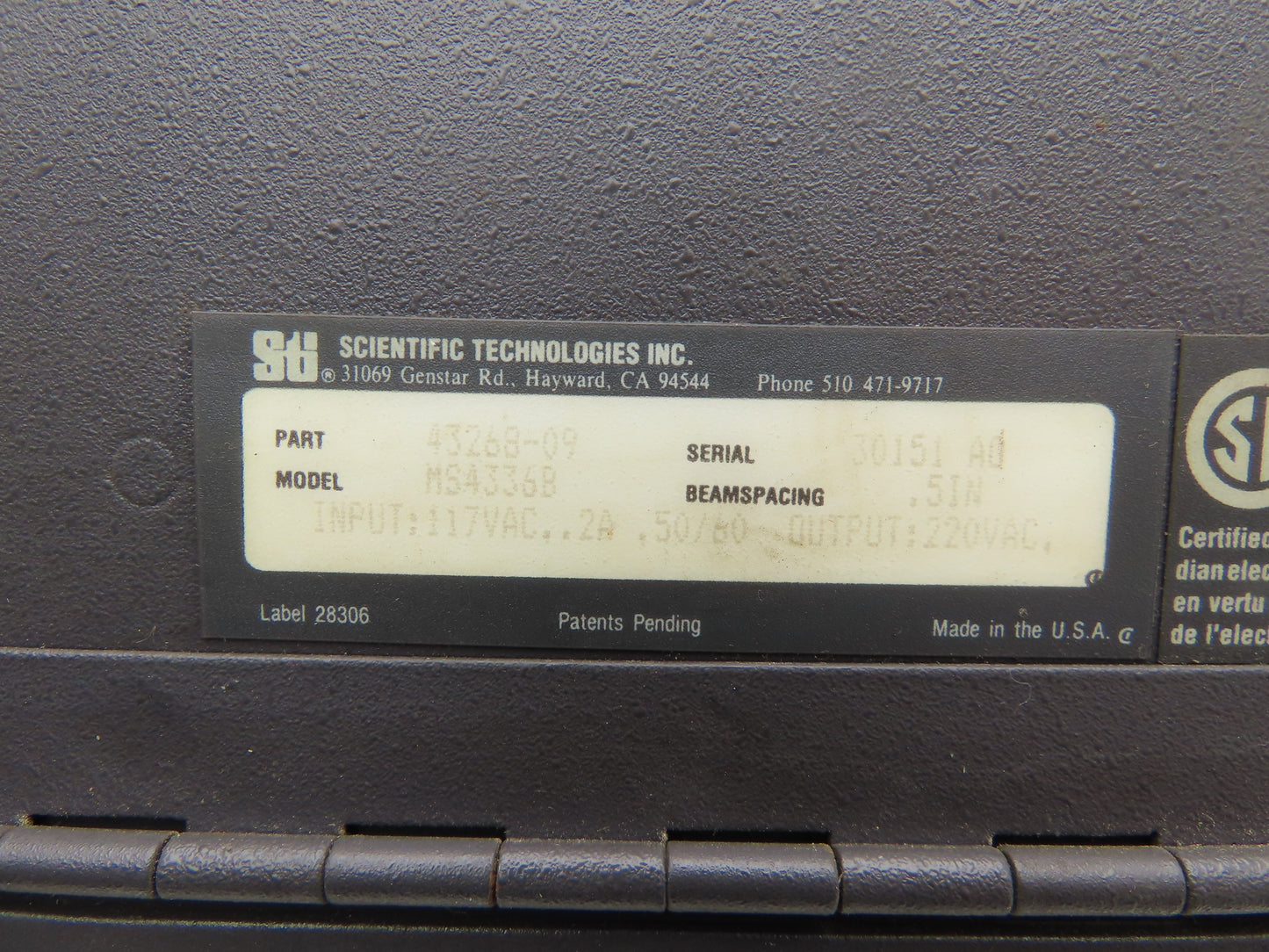 STI 43268-09 Mini Safe Flexsafe MS4300B Light Curtain Control Box MS4336B