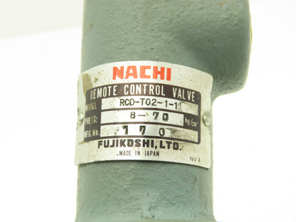 Nachi RCD-T02-1-11 Hydraulic Remote Control Pressure Relief Valve 8-70 Kg/cm²