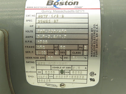 Boston Gear HUTF-5/8-B AC Motor 1Hp 1725 RPM 230/460V 3PH 56C TEFC